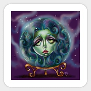 Ghost Woman In Crystal Ball Illustration Sticker